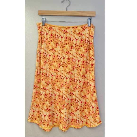 GAP Vintage Y2K 2001 Floral Yellow Red Orange Flowy Skirt - Picture 2 of 9